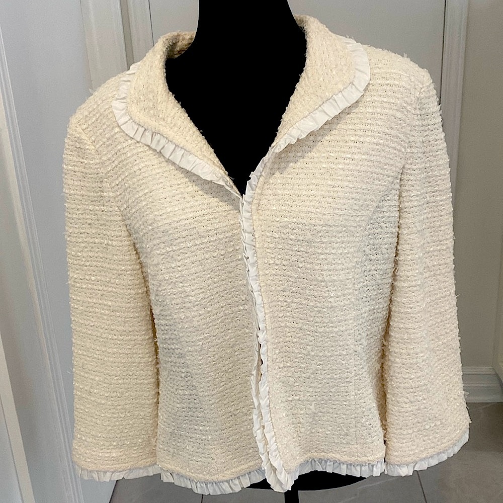 ST JOHN, Elegant classic Cream Women's Chanel Style Jacket/ blazer Size 14